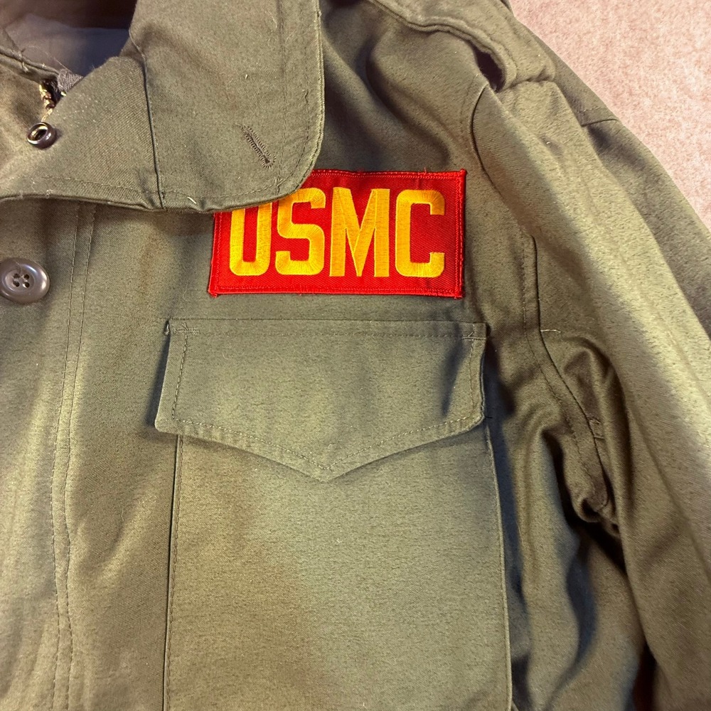 Tru-Spec Mens M-65 Field Jacket USMC Patch Olive Drab Green Military Coat Hooded - Picture 5 of 9